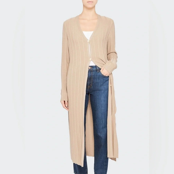THEORY Wide Rib  Cardigan - Tan NWT - Picture 5 of 5